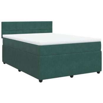 VidaXL Boxspringbett Dunkelgrün mit Matratze 160x200 cm