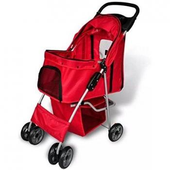 VidaXL Folding Dog Cat Trolley Red