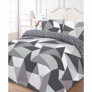 Dreamscene Geometric Shapes Duvet Cover Bedding Set, Black Grey