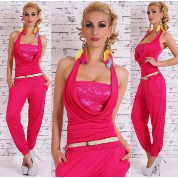 Modischer Overall mit Wasserfall-Front, Gürtelsystem – S