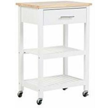 Mobile Kitchen Island with Wooden Top and Drawer