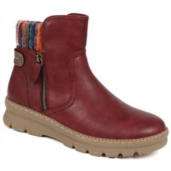 Knit-Cuffed Burgundy Boots for Women