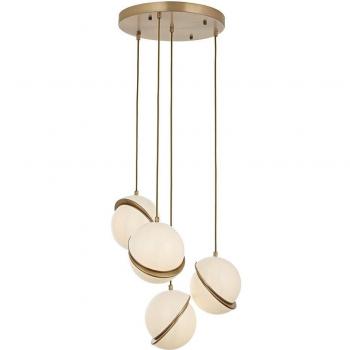 WellHome: lámpara colgante de techo con 4 luces, metal y acabado blanco vintage