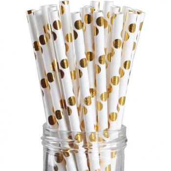 25pcs Eco-Friendly Gold Foil Straws