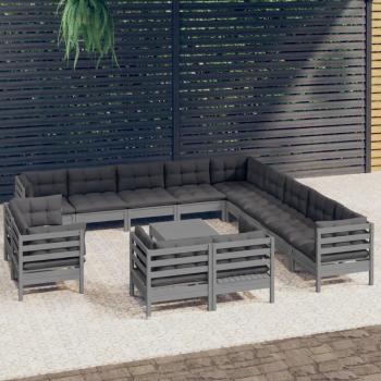 Set de Lounge Jardim Pino Cinza – 14 Unidades com Almofadões