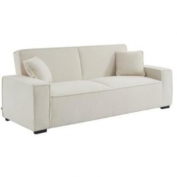 Sofá cama 3 plazas Sweeek – Tejido borreguito crema, feel 231x96.5x80 cm