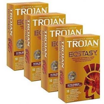 Premium Latex Trojan Ecstasy Ultra Ribbed Lubricated, 40 Ct