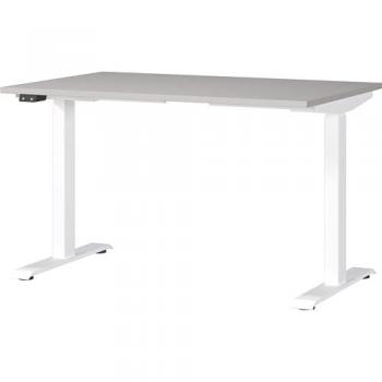 Bureau à hauteur variable 120x80x72/120 cm écru et blanc