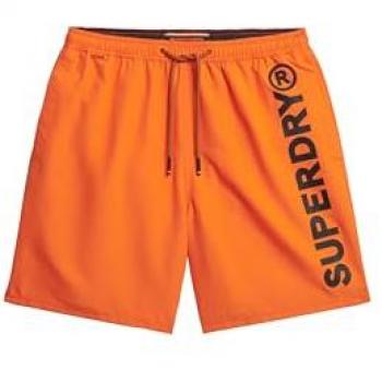 Superdry Short de bain – Graphisme sportif 43,2 cm Orange L