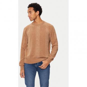 Pull masculin en laine et cachemire, motif jacquard – brun