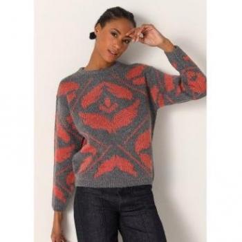 Pull en acrylique gris à manches longues