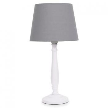 Victoria White Wood Table Lamp with Tapered Shade and LED Bulb