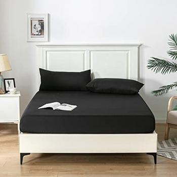 Good Nite Soft and Breathable Fitted Sheet Black Double