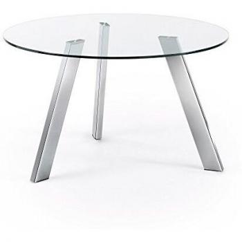 Columbia 130 cm Table Crée en Chrome et Verre Trempé