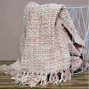 Pink Plush Woolen Sofa Cover