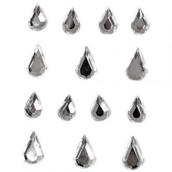 Kostüm Schmucksteine für Gesicht, Silber, 14 Stück
