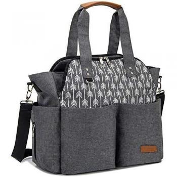 Lekebaby große Wickeltasche mit Wickelunterlage für Babys, Grau