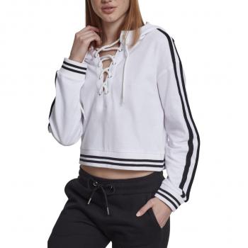 Urban Classics Damen Kapuzenpullover Ladies Short Lace Up Hoody, Weiß, S
