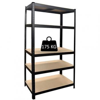 Étagère en métal noir 5 étagères 90x40x180