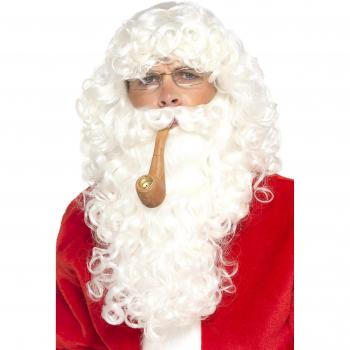Costume da Babbo Natale Deluxe con Parrucca e Barba Inclusa