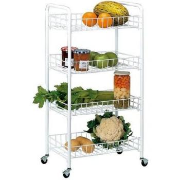 Rayen Carrito Versátil Blanco, 3 y 4 Estantes, Ruedas Extraíbles
