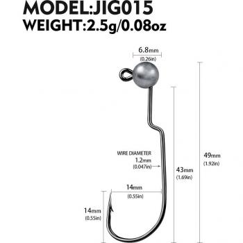 Anzuelo Offset de acero de alto carbono con plomada redonda, 5 piezas, 3.5g, 5g, 7g, 10g