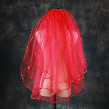 White Ivory Red Black Wedding Veil with Comb
