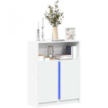 Credenza Arredo con Luci Led Multistrato Bianca 77x34x100 cm