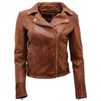 Infinity Sacramento Bikerjacke für Damen in Hellbraun EU 42 / UK 14