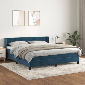 Sommier tapissier et matelas Bleu foncé 180x200cm Velours