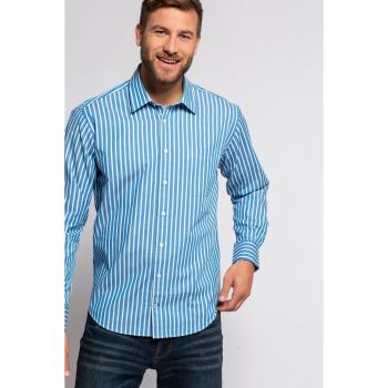 Camicia a Righe Blu per Uomini – Modern Fit XL – Materiali 50/50 Cotone/Lino