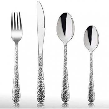 Stainless Steel Hammered Flatware 24‑Piece Set for 6 – Knife,