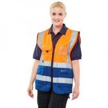 Beeswift Two Tone Executive Waistcoat Orange Navy 2XL HVWCTTORNXXL
