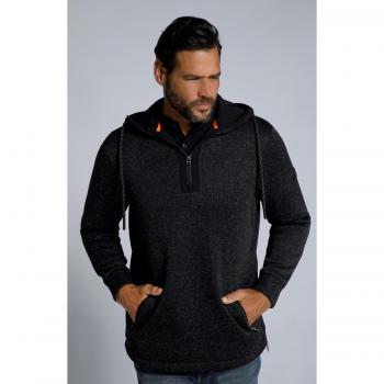 JP1880 Men's Plus Size Black Fleece Hoodie, L, Polyester