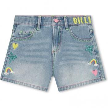 Fille Short Brodé Jeans Blush 4A Bleu