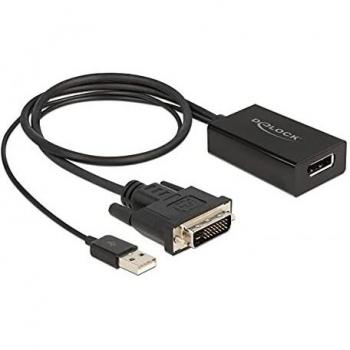 DeLOCK Adaptador de Cable de Vídeo DVI a DisplayPort 0,5 m Negro