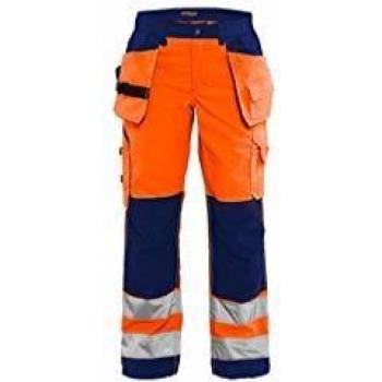 Pantaloni Alta Visibilità Donna 7156 – Marine & Arancione Fluorescente 2XL, FR50, SE48, Corti