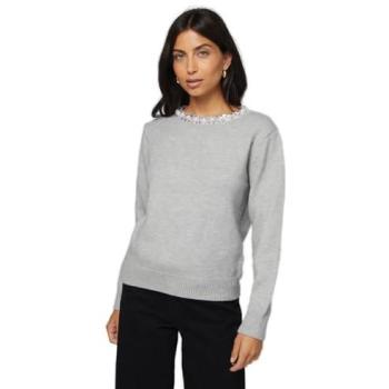 Wallis Women's Grey Marl Trimmed Jumper – Size Small