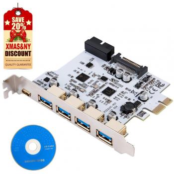 LATTCURE Tarjeta de expansión USB 3.0 PCI Express 5 puertos