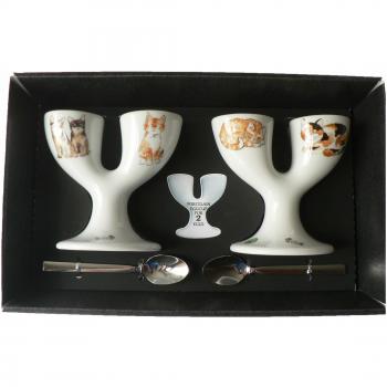 Feline Friendly Egg Cups – Twin Set with Gift Packaging