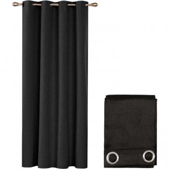 Rideau de Porte Tissu Tressé Noir 140x280 cm