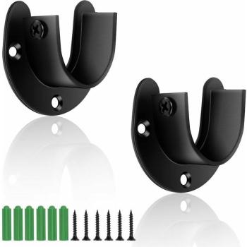 Barres de penderie en acier inox, support double pour tringles à rideaux, forme U 32 mm – couleur noire