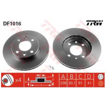 TRW Disco freno RENAULT,NISSAN DF1016