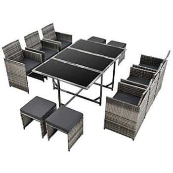 Salottino da Giardino con Cuscini e Pouf
