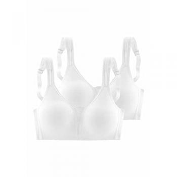 Soft-BH PETITE FLEUR, Damen, Gr. 100, Cup C, weiß (2xweiß), Jersey, Spitze, Obermaterial: 90% Baumwolle, 5% Elasthan, 5% Polyamid, klassisch, BHs, ohne Bügel mit Spitzen-Details