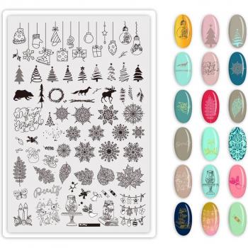 Christmas Themed Nail Art Stamping Plate 9.5x14.5cm