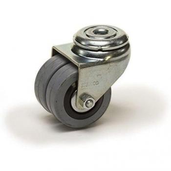 Roulette pivotante 50 mm avec fixation à œil caoutchouc gris