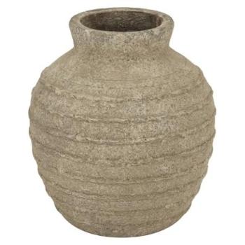 Sculpted Tuscan Grey Ceramic Vase – 24 cm Height