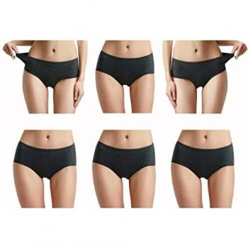 EKSHER Culotte Intimate Donna Cotone Slip Vita Media Grigio Scuro XL x6