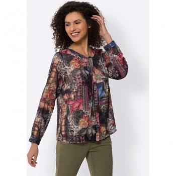 HEINE Rundhals‑Langarm‑Bluse – Damen, Gr. 46, 100 % Polyester, animal‑print, mehrfarbig